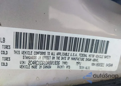 2013 Chrysler Town & Country Touring-L z USA, uszkodzony, nr VIN 2C4RC1CG1DR801836